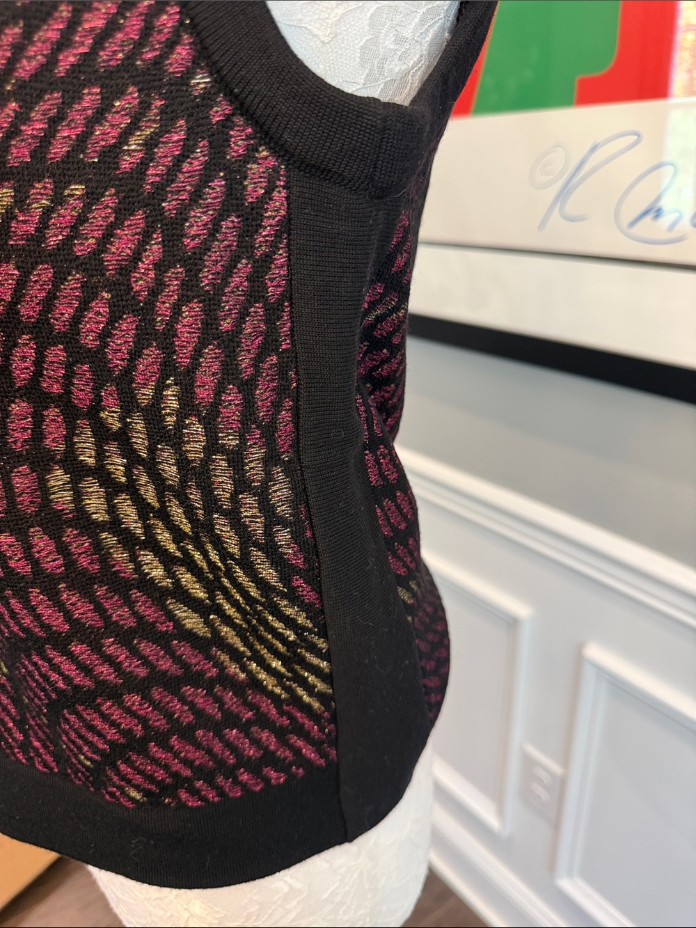 M Missoni Pink and Gold Patterned Sleeveless Knit Top - Picture 4 of 11